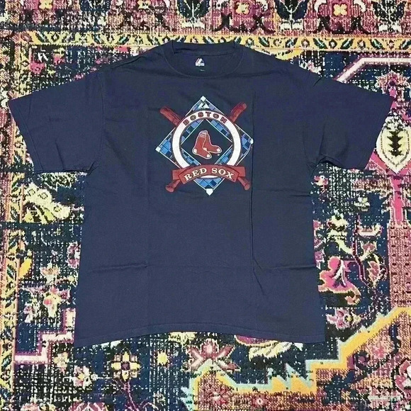 Boston Red Sox T-Shirt Mens X-Large Majestic Blue Baseball MLB - Picture 1 of 1